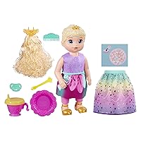 Baby Alive Big Princess Ellie Doll 18 Inch (45cm) Baby Growing Princess Talking in English/Spanish Doll for Ages 3 and Up with 9 Accessories, Hair Color Blonde F5236