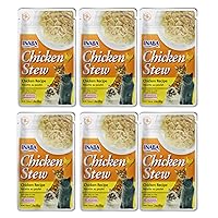 INABA Chicken Stew for Cats, Shredded Chicken & Broth Gelée Side Dish/Topper with Vitamin E, 1.4 Ounce Each Pounch, 6 Pouches, Chicken Recipe