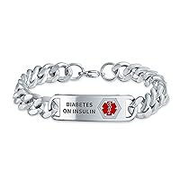 Bling Jewelry Personalized Medical Identification Medical ID Bracelet Silver Tone Stainless Steel 8 In Custom Engraved