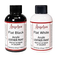Angelus Brand Acrylic Leather Paint Waterproof 4oz - Flat Black & Flat White Duo