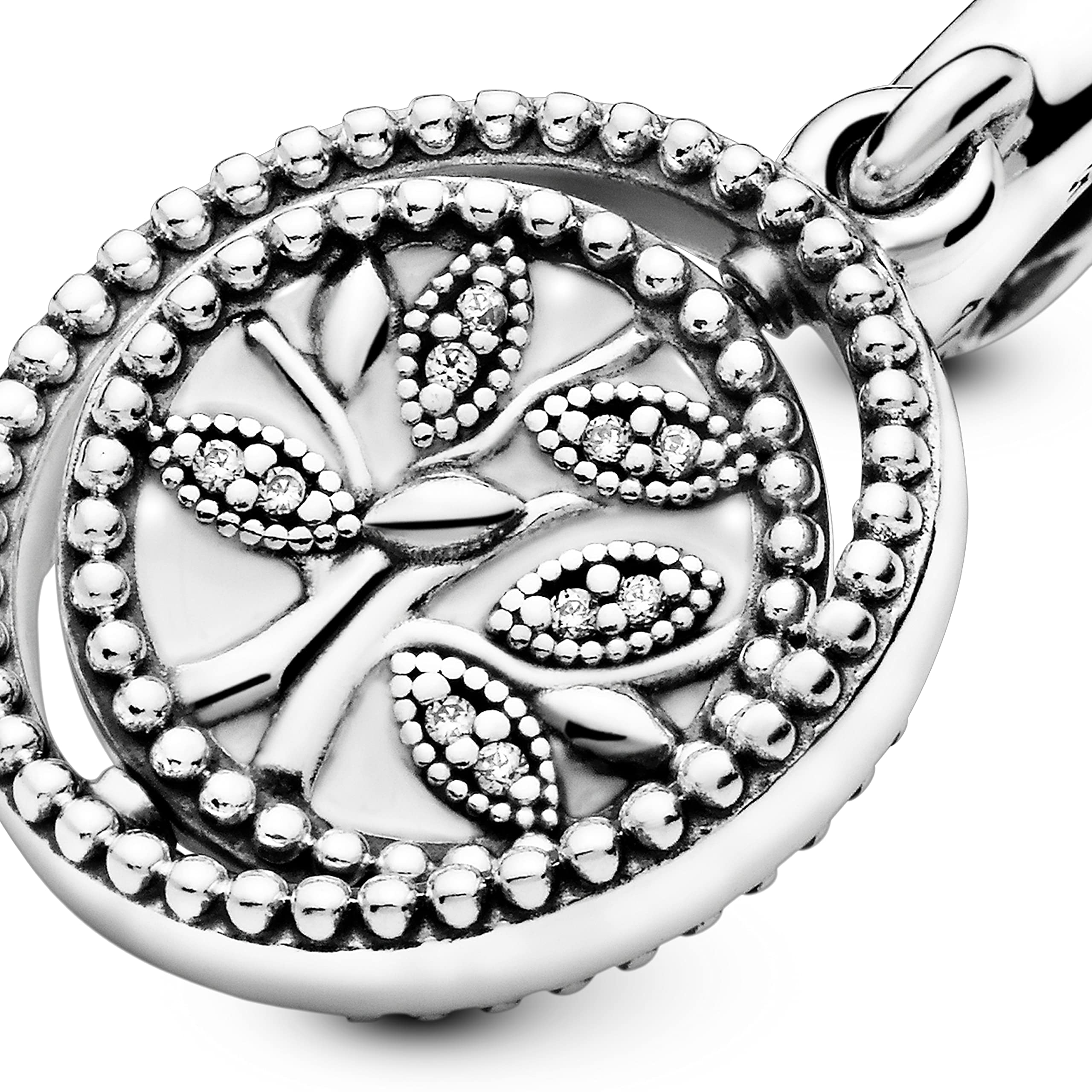 PANDORA Jewelry Spinning Family Tree Dangle Cubic Zirconia Charm in Sterling Silver