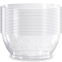 Blue Sky Simcha Collection Crystal Clear 6 Oz Plastic Bowls - 20 Count, Disposable Elegance for Special Occasions & Effortless Cleanup