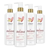 Dove Body Love Body Cleanser Radiance Renew 4 Count For Dull Skin Exfoliating Body Wash with Vitamin C Serum 17.5 fl oz