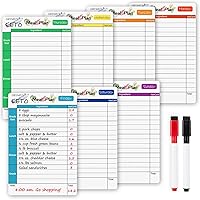 Keto Diet Meal Planner, 7 Pcs Dry Erase Fridge Magnet Chart with Net Carb Reference List, Easy Menu Board Planning for Weekly Meal Plan, Keto Cheat Sheet Magnets with 2 Marker Pens
