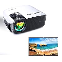 GooDee Smart Projector with Screen, 5G WIFI and Bluetooth, 4K Supported, 800ANSI Outdoor Movie Projector with Netflix/Amazn Prime Video Certified, 400