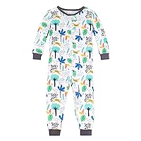 Lamaze Organic Baby Baby Boys' Toddler Stretchie One Piece Sleepwear, Footless, Zipper, Tropical Trees and Animals, 9 Months