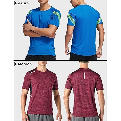 5 Pack Men’s Active Quick Dry Crew Neck T Shirts | Athletic Running Gym Workout Short Sleeve Tee Tops Bulk