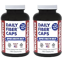 Yerba Prima Daily Fiber Caps - 180 Capsules, (Pack of 2) - Soluble & Insoluble Fiber Supplement - Colon Cleanse - Vegan, Non-GMO, Gluten-Free