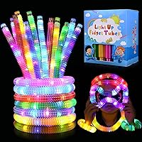 Gigilli 24 Pack Glow Sticks Party Favors for Kids 8-12 4-8, Light up Toys Pop Tubes Bulk, Glow Necklaces Bracelets Birthday Goodie Bag Stuffers, Glow in the Dark Party Supplies, Wedding Decorations