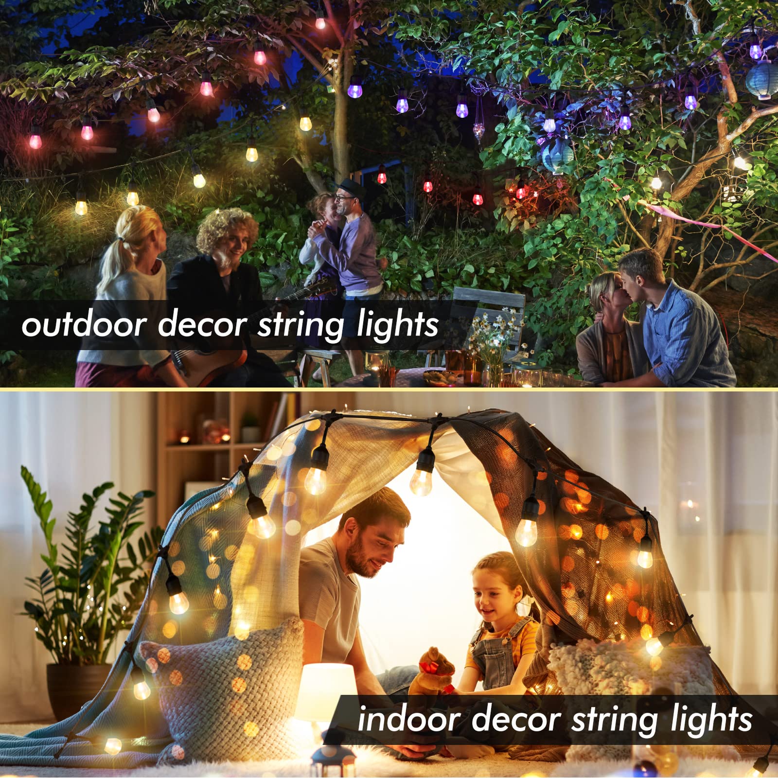 IPStank Outdoor String Lights, 24FT Color Changing Outdoor String Lights, Patio Lights Outdoor Waterproof Porch Light with Remote, for Patio Decor
