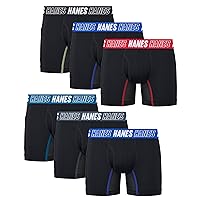 Hanes Moves Underwear, Anti-Chafe Boxer Briefs for Boys, Black, 6-Pack
