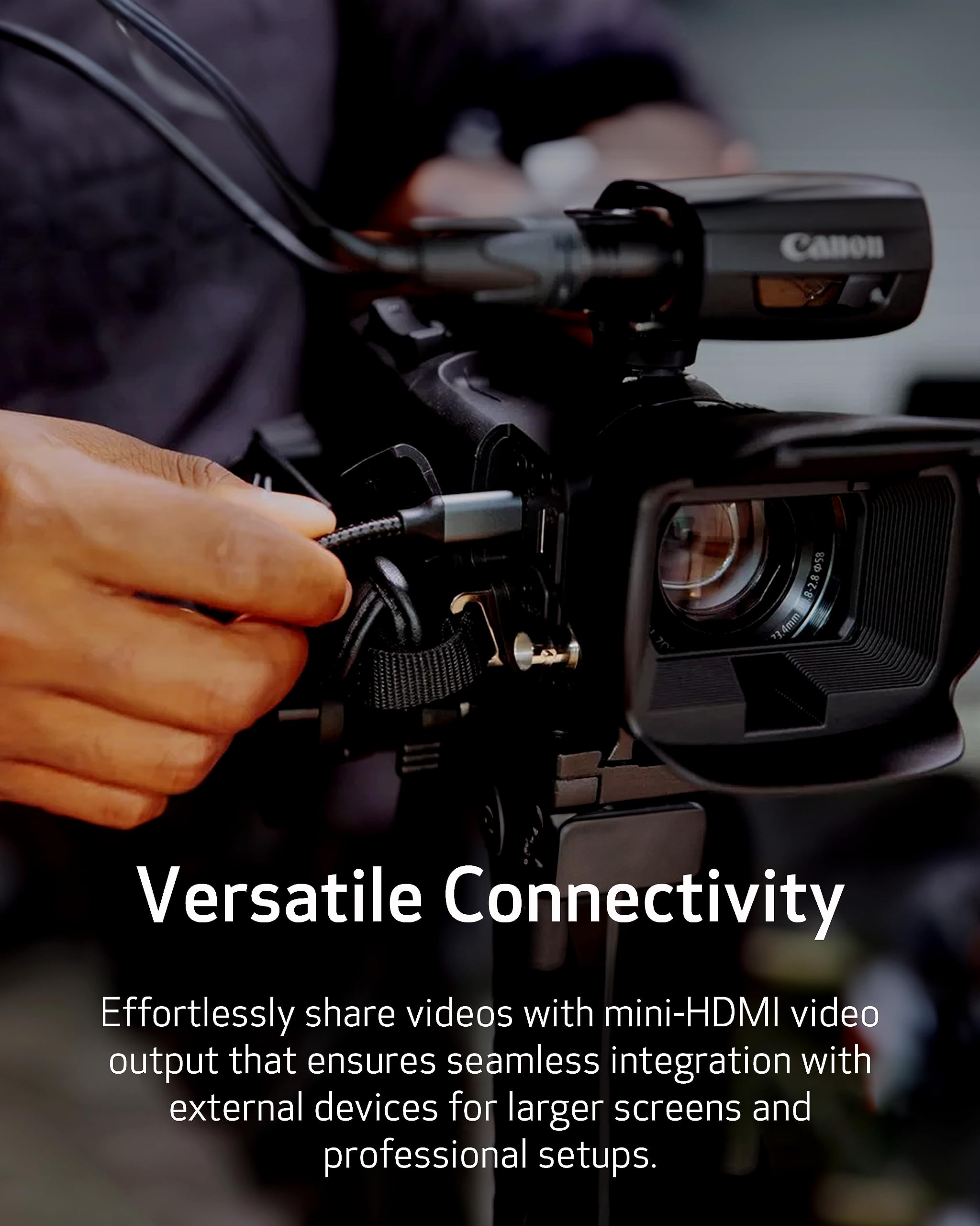 Canon XA60 Pro Camcorder 1/2.3” 4K UHD CMOS Sensor 20x Optical Zoom, 800x Digital Zoom, 5-Axis Image Stabilization,HDMI,USB (UVC) Streaming,Time Stamping/On-Screen Display Recording, XLR Audio Inputs