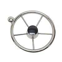 Marine Boat 5 Spoke Steering Wheel W/Turning KNOB 13 1/2