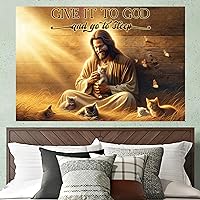 Generic Camelliaa Shop Give It To God And Go To Sleep Poster Canvas, Christian Canvas Wall Art, Christian Poster (God and Cat)