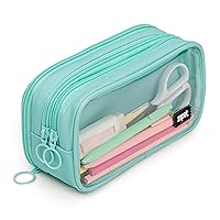 ZIPIT Half & Half Pencil Case | Large Capacity Pencil Pouch | Pencil Bag for School, College and Office (Mint)