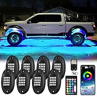 8Pods RGB LED Rock Lights with APP/RF Remote Control, Underglow Lights Multi Zone Neon Exterior Lights Multicolor 12v Waterproof for Trucks Accessories Jeep UTV SUV ATV Golf Cart Offroad