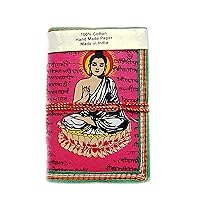 Rastogi Handicrafts Handmade Paper Lokta Paper Eco Friendly Paper Diary Pink Buddha the God of Peace - SIZE 6 X 4 Inch