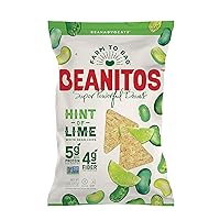 Beanitos White Bean Chips - Hint of Lime - 5 oz Bag - White Bean Tortilla Chips - Vegan Snack with Good Source of Plant Protein and Fiber