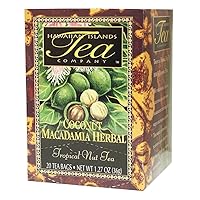 Hawaiian Islands Tea Company Coconut Macadamia Herbal Tea, All Natural - 20 Teabags (1 Box)