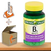 Vitamin B6 (Pyridoxine HCl) 100 mg Tablets, 250 Veg Pills, Cardiovascular Health* by Spring Valley + Includes Venancio’sFridge Sticker
