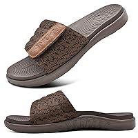 ONCAI Mens Slide Sandals Open Toe Athletic Adjustable Straps Orthotic Plantar Fasciitis Sport Sandals with Soft Comfy Arch Support Footbed Size 7.5-15