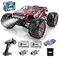 Hosim 1:10 Large Size 48+ KMH 4WD High Speed RC Monster Trucks,Hobby Grade RC Cars for Adults Boys Remote Control Vehicle 2 Batteries for 40+ Min Play Gift for Kids(Red)