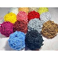 17 Color Mixed Soft Plush Wool Acrylic Fancy Loop Yarn for Doll Hair Making,Crochet Knitting,Needle Felting Doll Hair | Curly Hair Coils of Wool Felt Carded Sheep Wool,Roving,Fiber,50g, Red