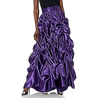 Women's Plum Satin Pick-up Long Skirt