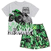 Monster Jam T-Shirt and Shorts Outfit Set Toddler to Big Kid Grave Digger