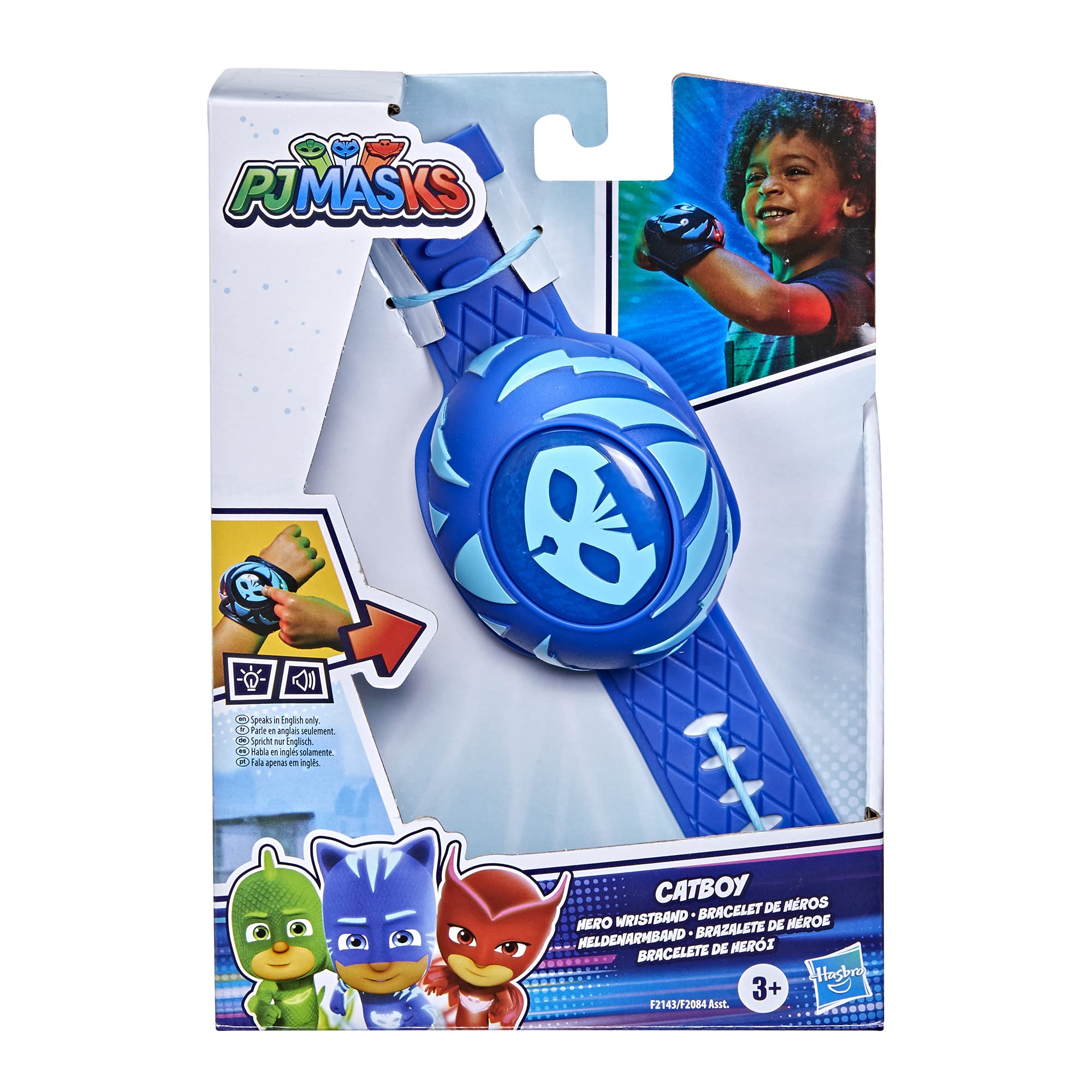 PJ Masks Catboy Power Wristband Preschool Toy, Costume Wearable with Lights and Sounds for Kids Ages 3 and Up, Blue, 14 Different Sound Effects, Standard Packaging