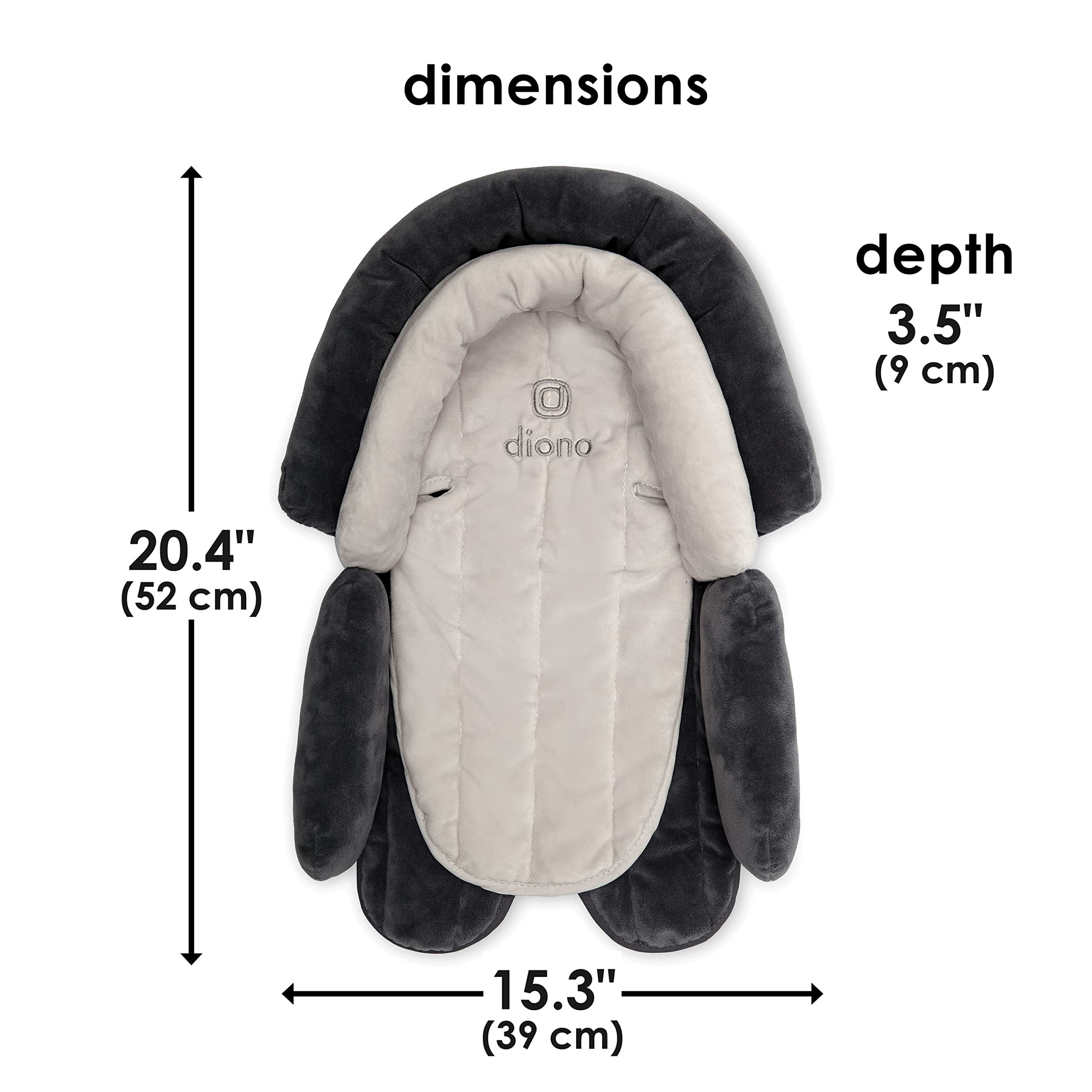 Diono Cuddle Soft 2-in-1 Baby Head Neck Body Support Pillow for Newborn Baby Super Soft Car Seat Insert Cushion, Perfect for Infant Car Seats, Convertible Car Seats, Strollers, Gray/Artic