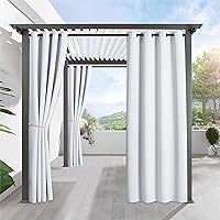 RYB HOME Patio Curtains Outdoor - Sun Light Block Thermal Insulated Shade Windproof Curtain Blackout for Porch Pergola Garden Lawn, 1 Panel, Wide 52 x Long 84 inches, Grayish White