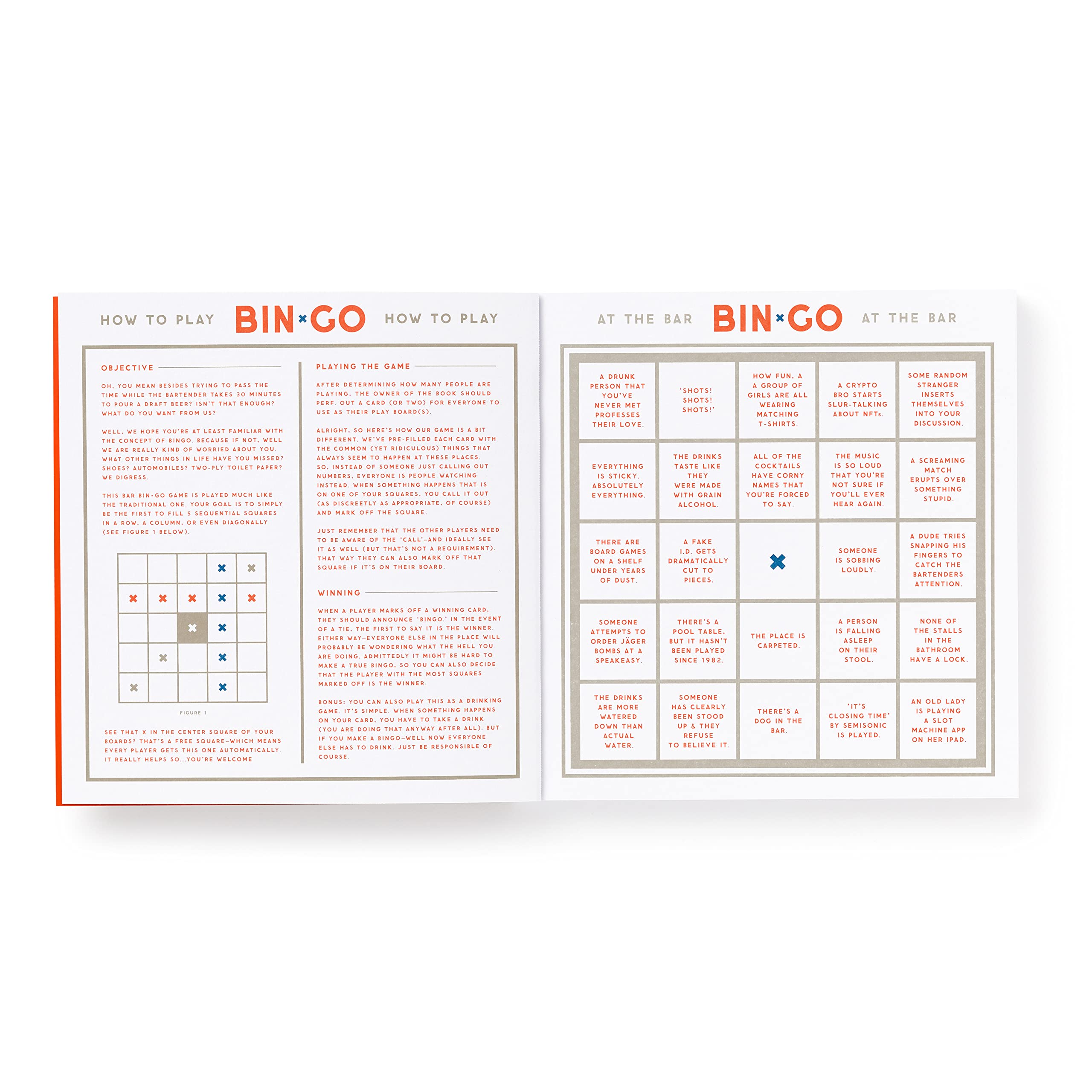 Brass Monkey Bin-go Get A Few Drinks – Game Book with Perforated People-Watching Bingo Cards for Bars and Restaurants