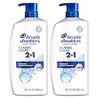 Classic Clean Dandruff 2-in-1 Shampoo and Conditioner, Anti-Dandruff Treatment, Paraben-Free, Fresh Scent, Safe for Color-Treated Hair, 72-Hour Protection, 32.1 Oz Each, 2 Pack