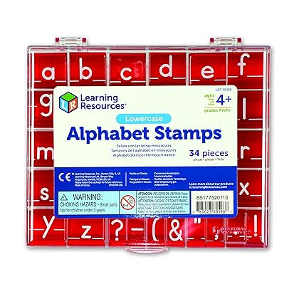 Learning Resources Lowercase Alphabet Stamps - 34 Pieces,Ages 4+, Teacher Stamps, Letter Stamps for Kids, Classroom and Teacher Supplies, ABC Stamps,Letter Stamps for Kids,Back to School Supplies
