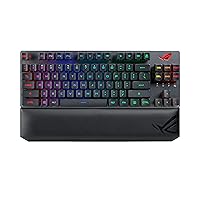 ASUS ROG Strix Scope RX TKL Wireless Deluxe, 80% Gaming Keyboard, Tri-Mode connectivity (2.4GHz RF, Bluetooth, Wired), ROG RX Blue Optical Mechanical Switches, PBT Keycaps, RGB, Wrist Rest, Black