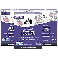 Organic Elderberry Immune Support Tea with Echinacea | Safe For Pregnancy, Breastfeeding, Postpartum, Kids and Family Essentials, Decaf Tea with Ginger & Rooibos, 16-Count (3-Pack)