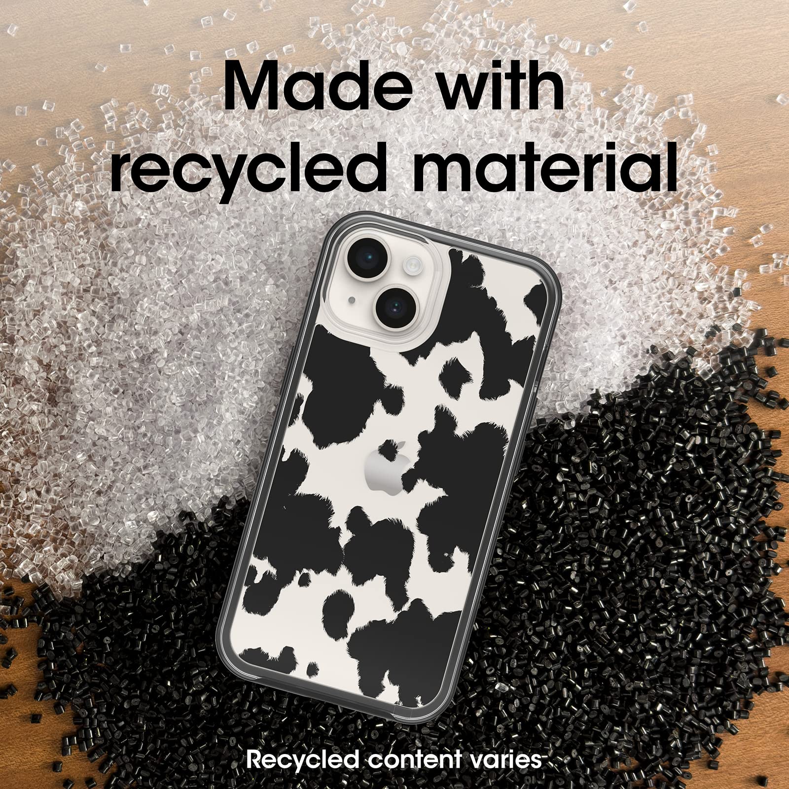 OtterBox SYMMETRY CLEAR GRAPHICS SERIES for iPhone 14 & iPhone 13 - COW PRINT (Clear/Black)