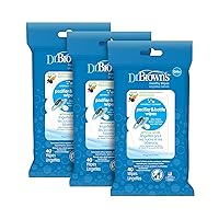Dr. Brown's Bottle and Pacifier Healthy Wipes, Naturally Cleaning for Bottles and Baby Items, 40 Count, 3 Pack