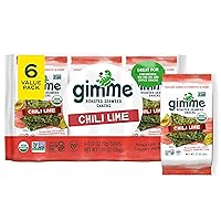 gimMe - Chili Lime - 6 Count - Organic Roasted Seaweed Sheets - Keto, Vegan, Gluten Free - Great Source of Iodine & Omega 3’s - Healthy On-The-Go Snack for Kids & Adults