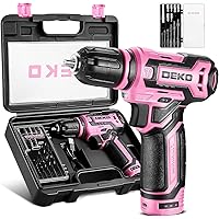 Pink Drill：DEKOPRO 12V Power Drill Set with Electric Cordless Drill, Pink Drill Set for Women
