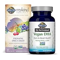Once Daily Vegan DHA + Prenatal Multi Bundle: Dr Formulated Vegan DHA 30 Softgels + mykind Organics Prenatal Once Daily Multivitamins with Folate for Womens Prenatal Health, 30 Tablets
