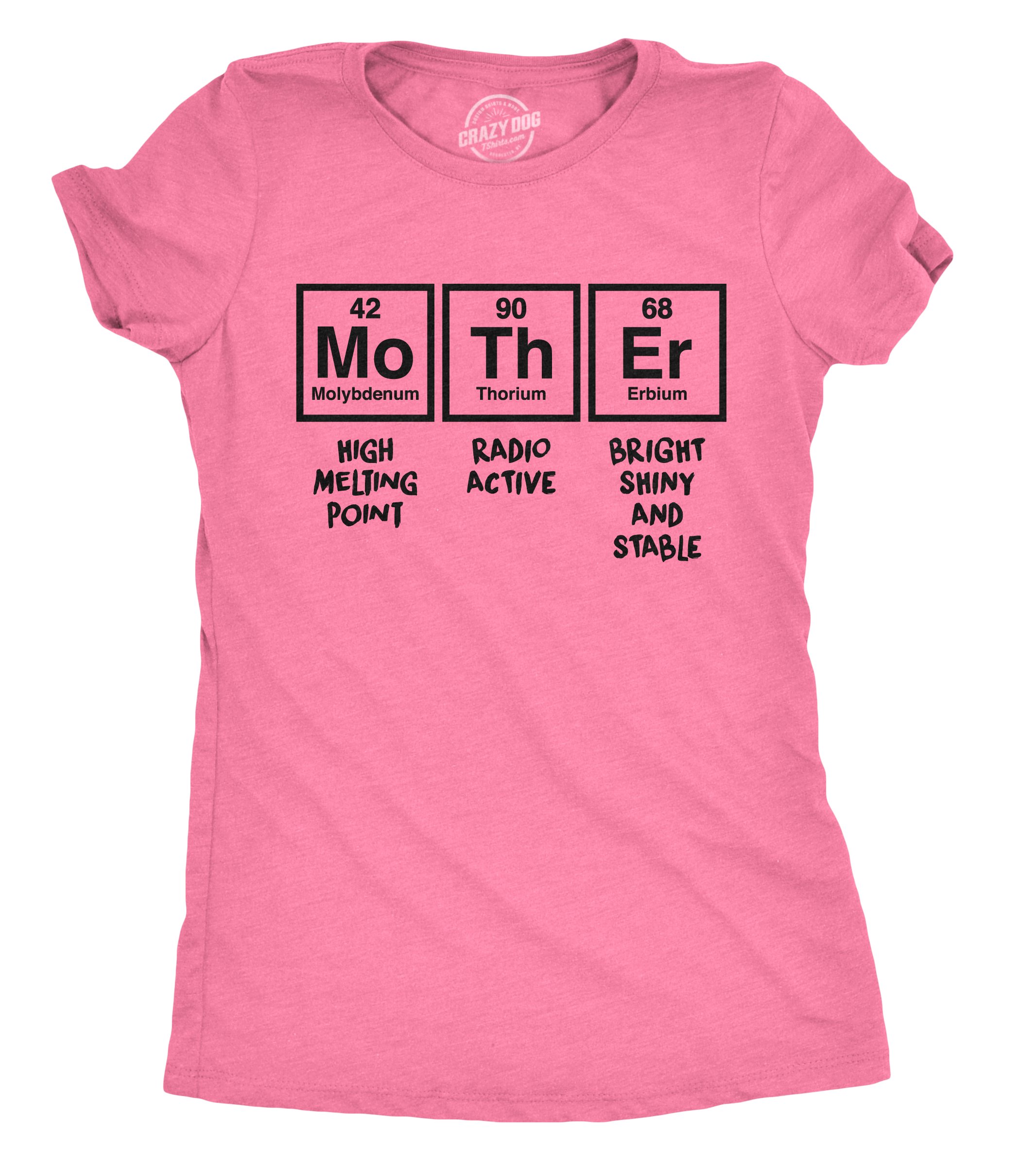 Womens Mother Periodic Table T Shirt Funny Novelty Graphic Mothers Day Tee Nerdy