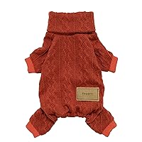 Knitted Dog Sweaters, Turtleneck Pet Pajamas, Dog Winter Clothes for Small Dogs Boy Girl, Cat Apparel, Dark Orange, Large