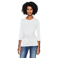 Three Dots Women's Ld4581 Refined Jersey 3/4 SLV Tie Front Top