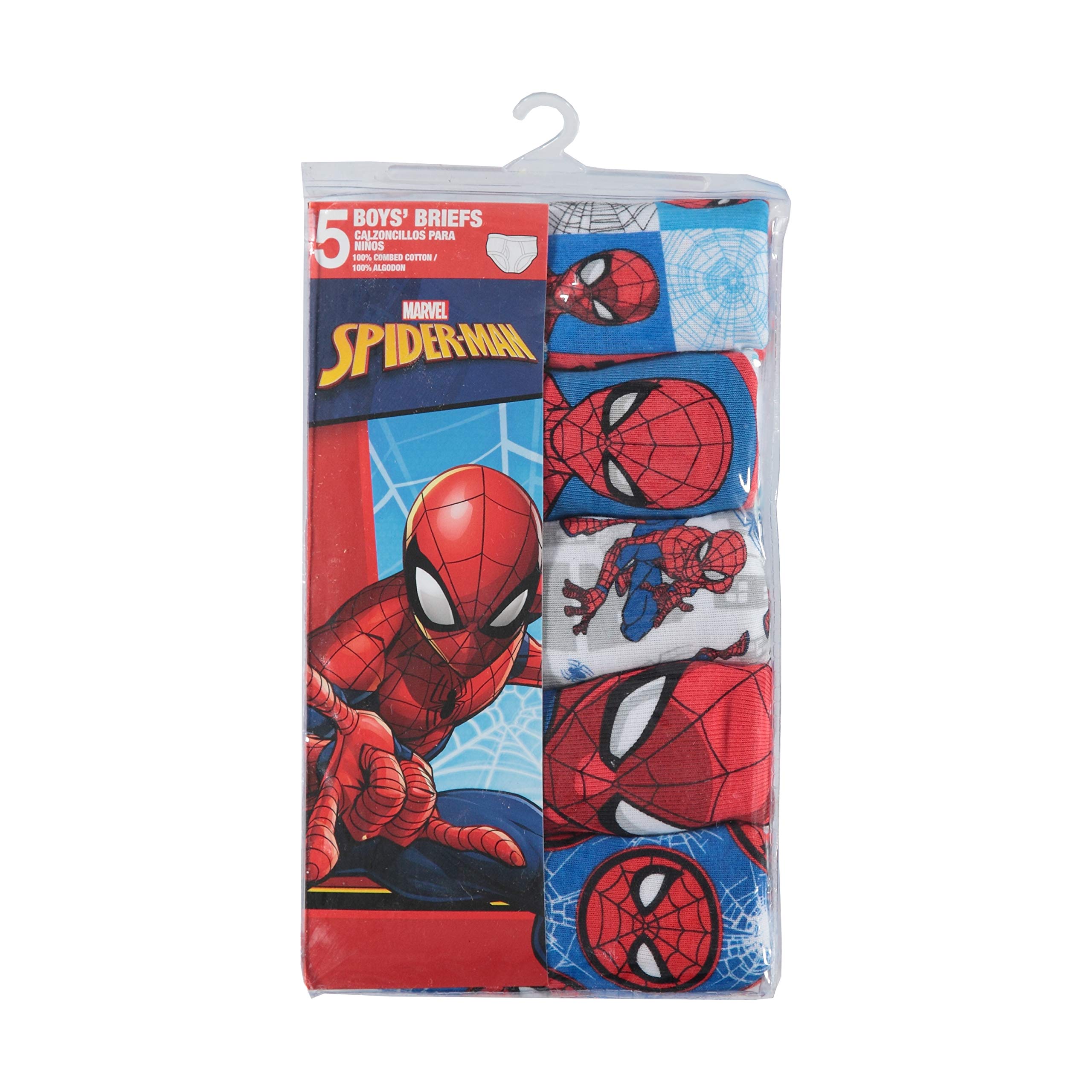 Spiderman Boys' 100% Combed Cotton Briefs, Multiple Print and Pack Available in Sizes 4, 6 and 8
