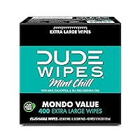 DUDE Wipes - Flushable Wipes - 8 Pack, 400 Wipes - Mint Chill Extra-Large Adult Wet Wipes - Eucalyptus & Tea Tree Oil - Septic and Sewer Safe
