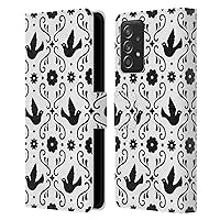 Head Case Designs Officially Licensed Haroulita Bird Pattern Black and White 5 Leather Book Wallet Case Cover Compatible with Samsung Galaxy A53 5G (2022)