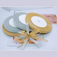 4 Roll Glitter Metallic Ribbon,Gold Silver Glitter Ribbon for Gift Crafters Wedding Party Birthday Wrap Hair Bows Floral Projects Wrapping Decorations DIY Crafts Arts(1/4inx22m)