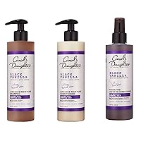 Carol’s Daughter Black Vanilla Curly Hair Sulfate Free Shampoo, Conditioner and Leave In Spray Set for Dry, Damaged Natural Hair, Hydrating Hair Care Kit – Made with Shea Butter, Aloe & Rosemary
